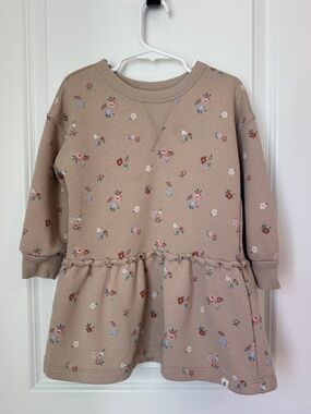 Easy Peasy Toddler Girl 3T Beige Floral Casual Dress Sweatshirt
